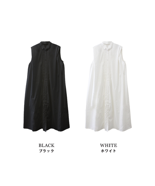 SALE】スタンドカラーノースリーブワンピース/2カラー