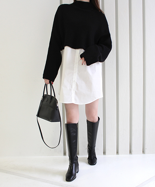 ◆【NEW】モノトーン ローヒール ロングブーツ 2色 ◇【NEW】モノトーン ローヒール ロングブーツ 2色 (ロング