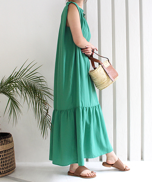 SALE】サイドタックノースリーブワンピース/3カラー