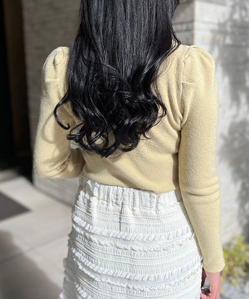 SALE】パフショルダーニットトップス/4カラー