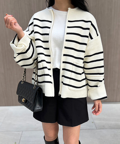 【SALE】ボーダーポケットブルゾン/1カラー