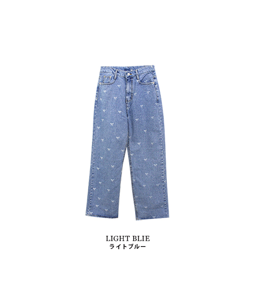 ◆24SS RONRON リボンプリントデニムパンツ/2色◆ デニム RONRON(ロンロン) パンツ(レディース) - 海外通販のBUYMA