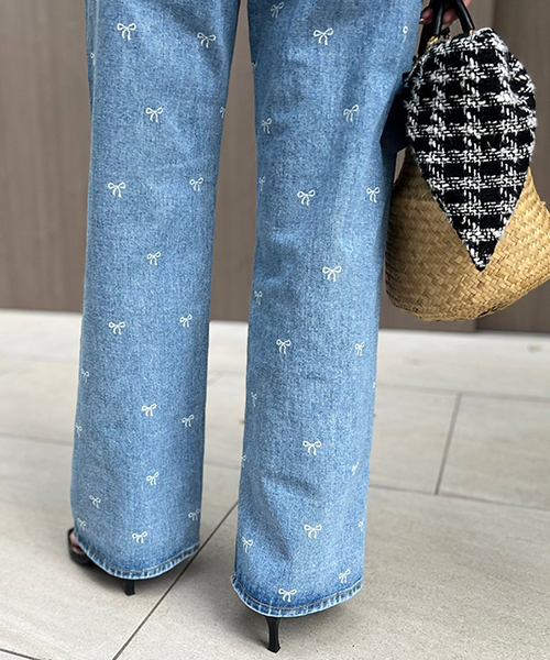 SALE】リボン柄デニムパンツ/1カラー