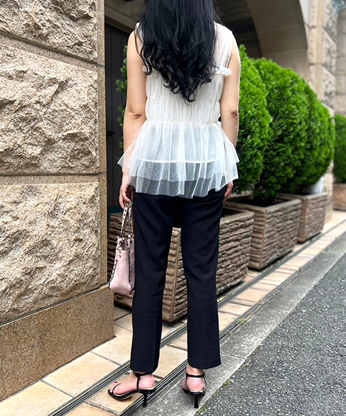 SALE】チュールティアードノースリーブトップス/2カラー