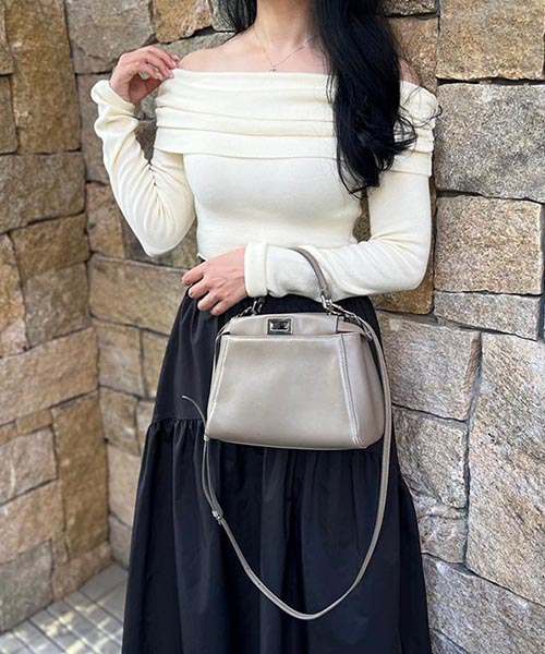 オフショル トップス オフショルデザインニットトップス/3カラー