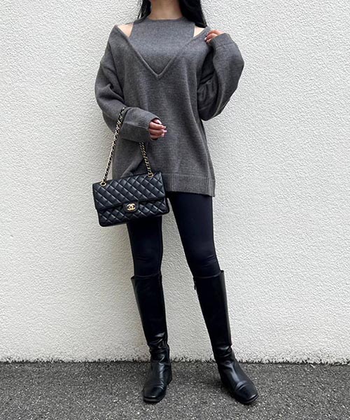 レイヤード風Vネックニット/3カラー