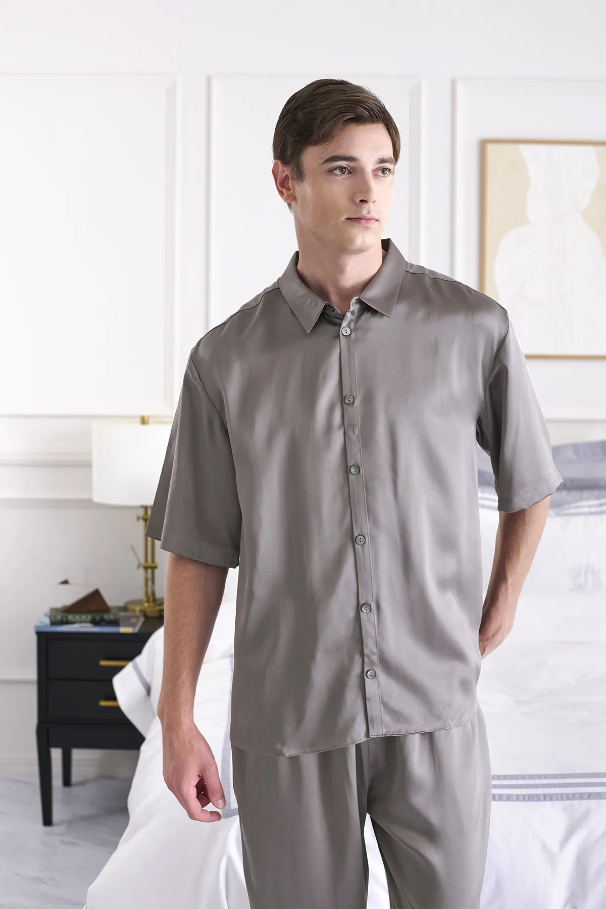 19匁シルク メンズパジャマ｜半袖シャツ