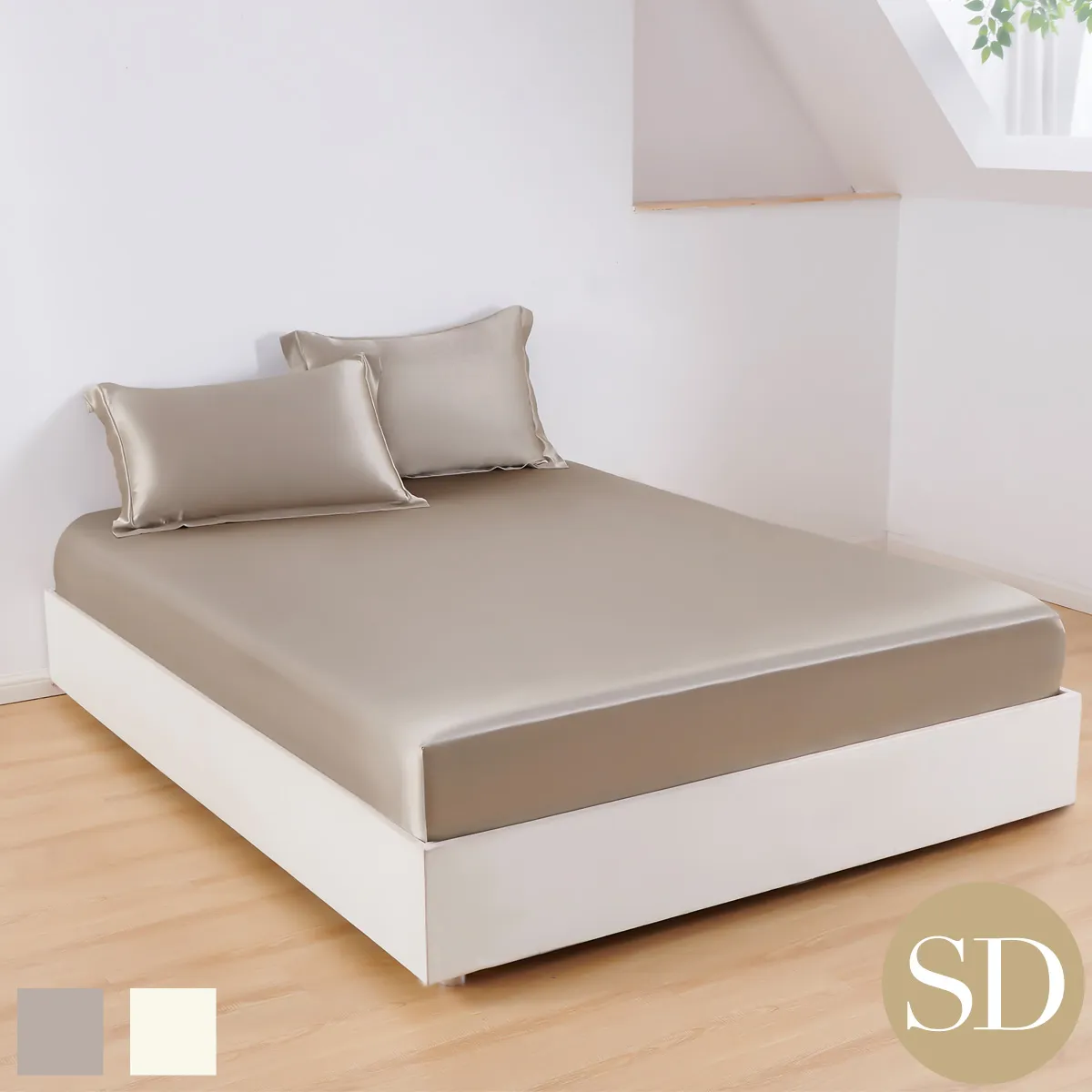 セミダブル | 120×200cm | 高さ31cmまで対応 | ボックスシーツ1枚 | 包み型スタンダード枕カバー2枚 | 22匁 シルク