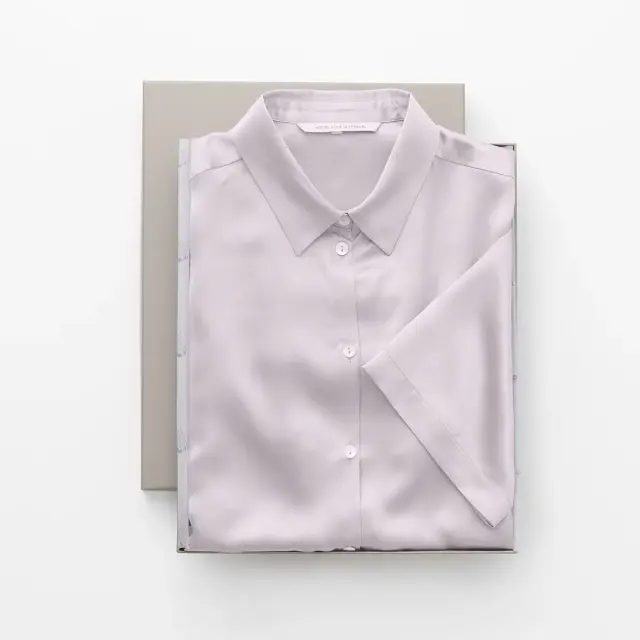 【ギフトBOX入り】 19匁 シルクパジャマ | 半袖シャツ・パンツセット | レディース/モーブピンク