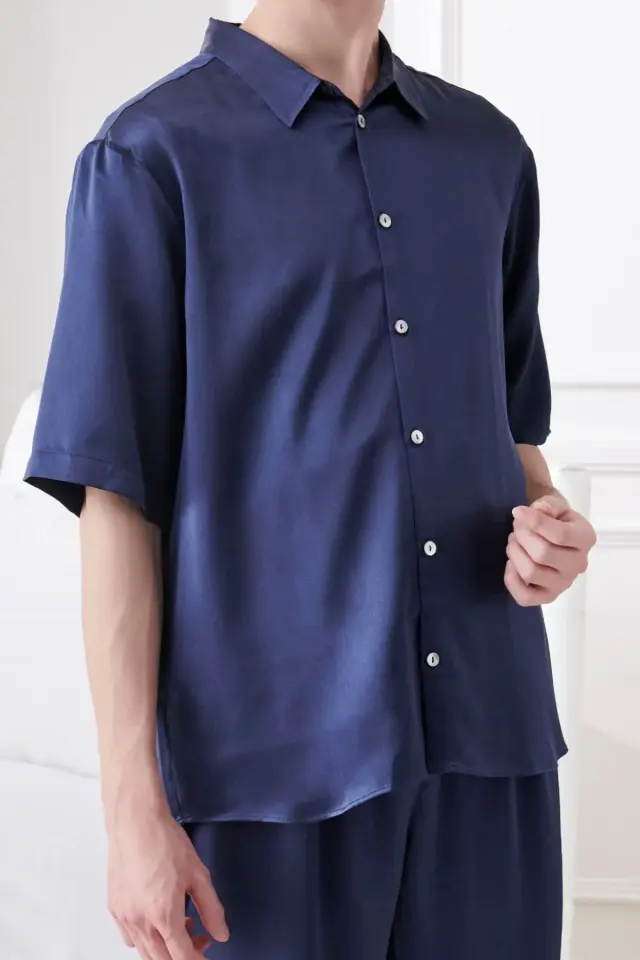 19匁シルク メンズパジャマ｜半袖シャツ