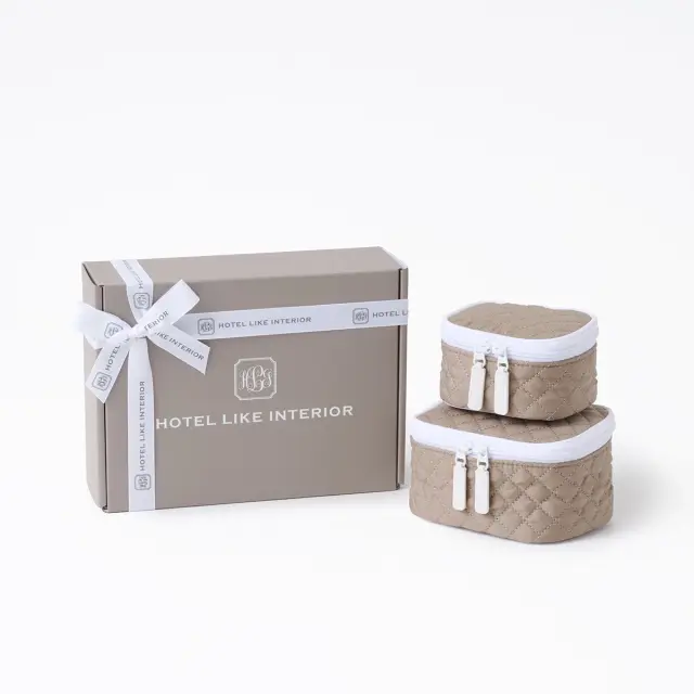 【ギフトBOX入り】 ダイヤモンドキルトポーチ 2点セット | ミニ×1 スモール×1