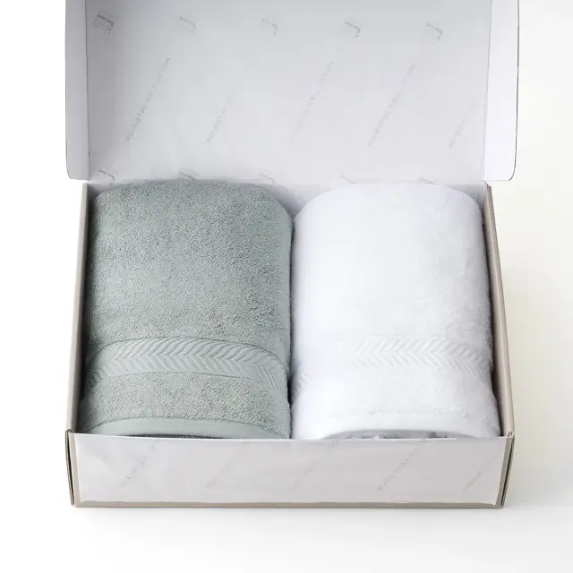 【ギフトBOX入り】エジプシャンコットン バスタオルセット/シーフォーム・ホワイト