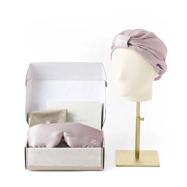 【ギフトBOX入り】19匁 シルクナイトキャップ・アイマスクセット/モーブピンク