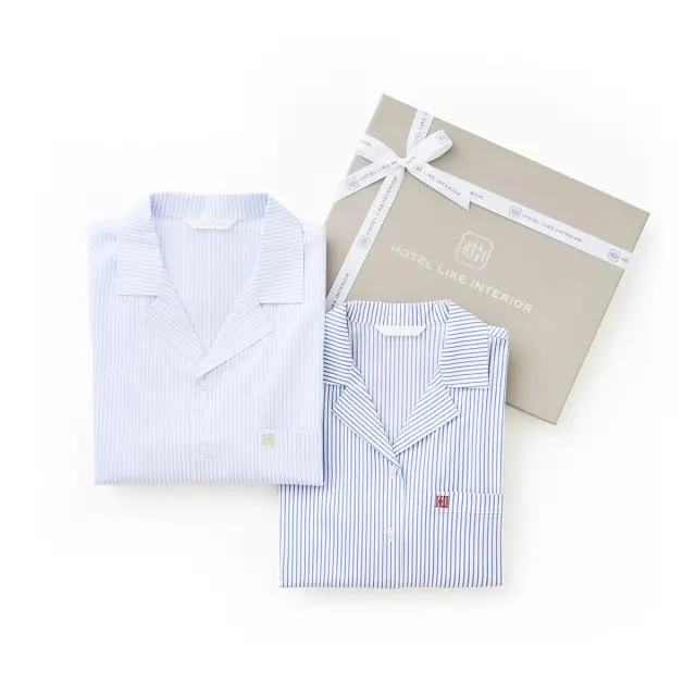 【ギフトBOX入り】コットンツイルストライプパジャマ｜ペアセット
