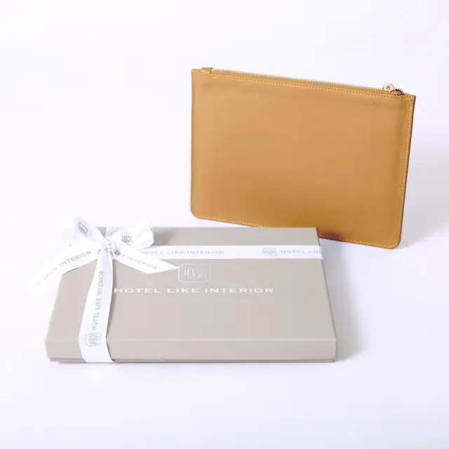 【リボンかけ】レザーフラットポーチ