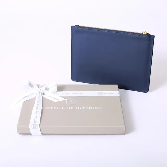 【リボンかけ】レザーフラットポーチ