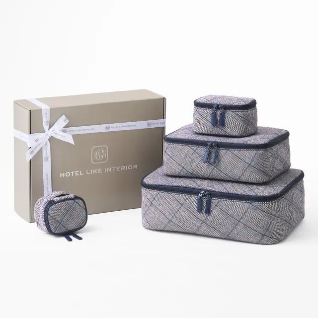 【ギフトBOX入り】ポッシュプレイドポーチ｜4点セット