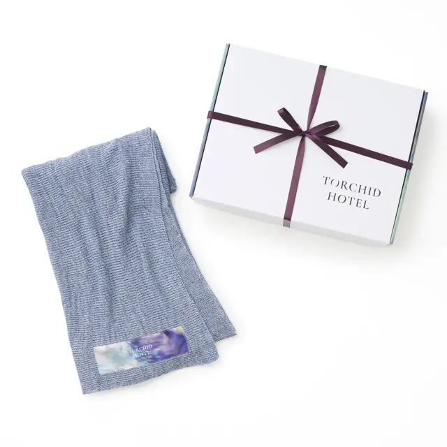 【ギフトBOX入り】TORCHID HOTEL | ライナス | ニットブランケット/ブルー