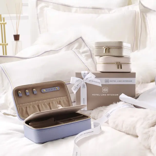 レザージュエリーケース | 本革 | 旅行用コンパクト収納