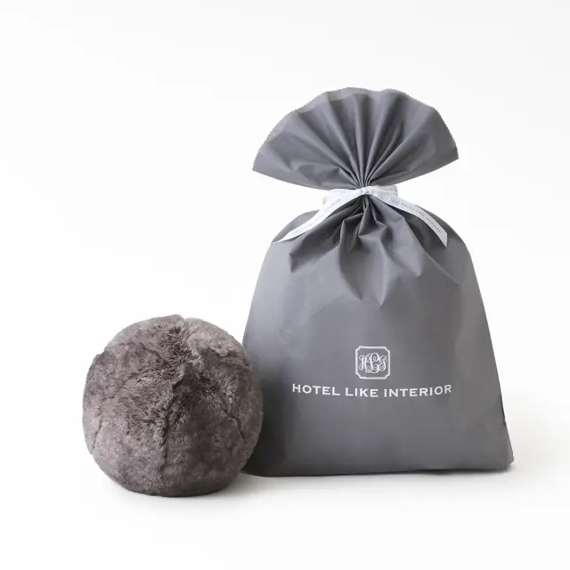 【ギフトバッグ入り】 ラグジュアリープラッシュ 　スノーボール  直径20cm/チャコールグレー