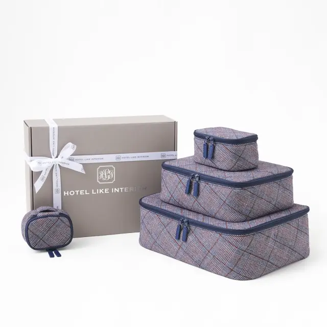 【ギフトBOX入り】ポッシュプレイドポーチ｜4点セット