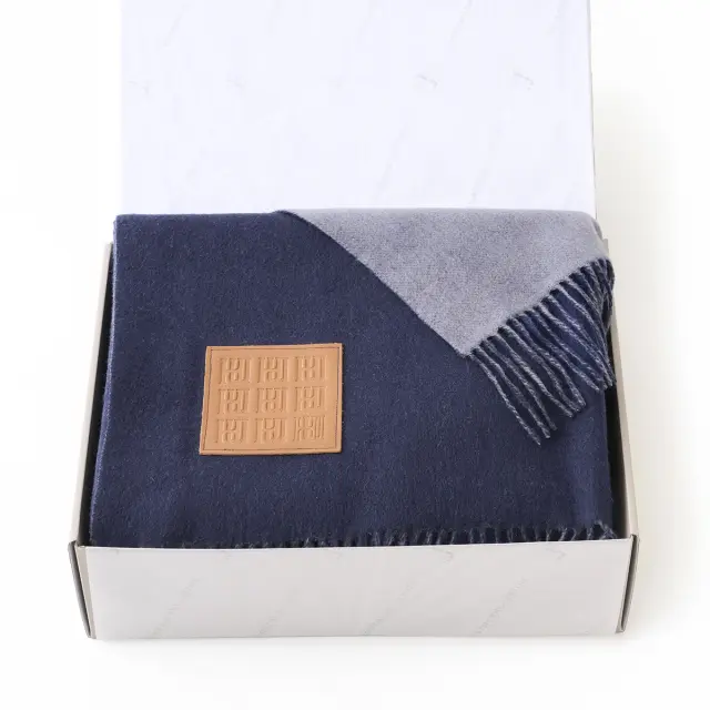 【ギフトBOX入り】ウールカシミヤスローケット/コバルト