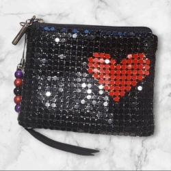 スパンコールポーチ～Black Heart～試作品