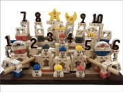物語り遊びで感性を育む、木のおもちゃ、コロポコ積木パズル（デラックスＷ）1～10、A～Z