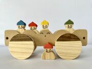 木のおもちゃ、ゆらゆらバス（木子５体付）