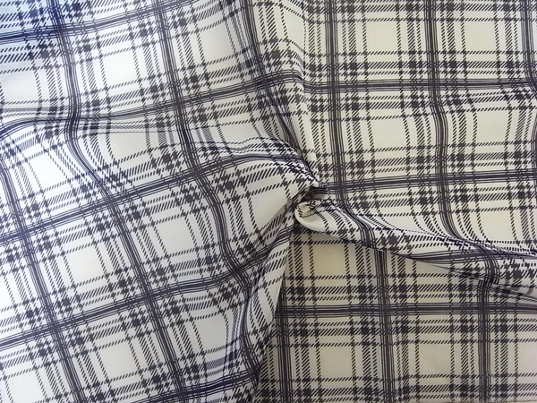 スイス製輸入生地　【ピュアコットンボイル】　チェック柄プリント/1着分:2.4m