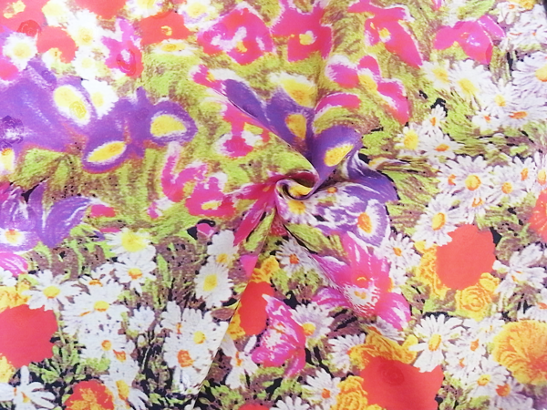 イタリア製輸入生地【ピュアシルク】/パネル柄プリント/２パネル(2,7,)