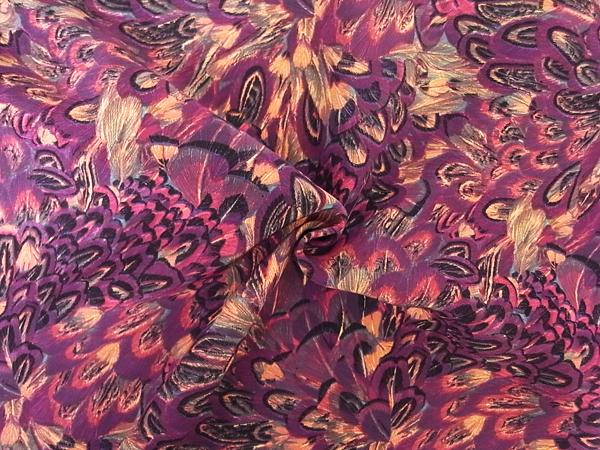 フランス製生地　【ピュアヘビーシルク】　プリント/1着分3,9m