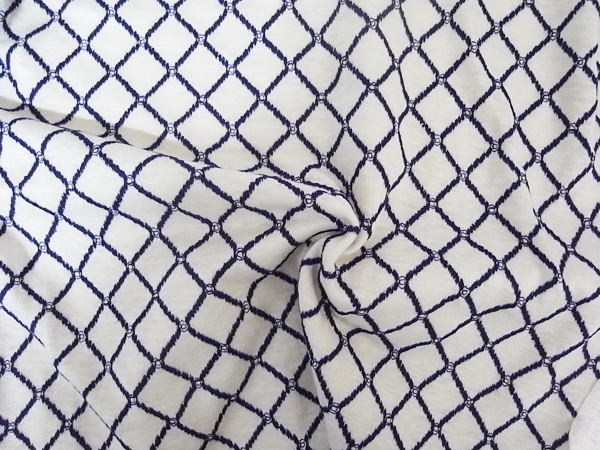 フランス製輸入生地 【TISSUS MONDE/ティッシュモンド】リネンニットエンブロイダリー/1着分3,9m