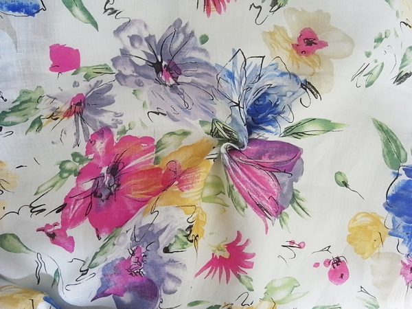 イタリア製輸入生地 【ピュアリネン】 花柄プリント/1着分2.3m