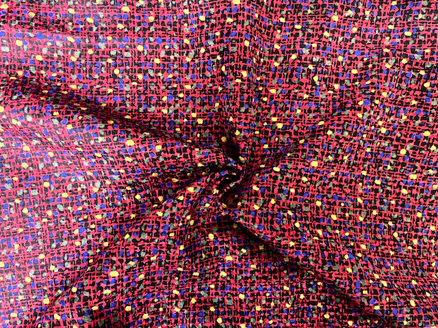 イタリア製輸入生地　【 シルクウール 】 マルチカラープリント/１着分2,6m