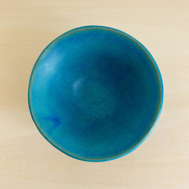 六角形高台の小鉢茶わん（ターコイズ）