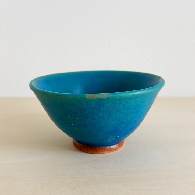 丸紐高台の茶わん（ターコイズ）
