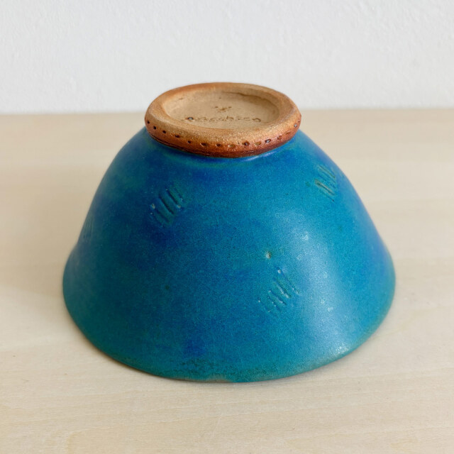 丸紐高台の茶わん（ターコイズ）