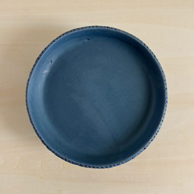 しましま飾り縁のコンポート（灰青色マット）