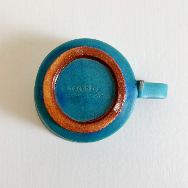 nacchico（ナッチーコ）リボン持ち手のコーヒーカップ（ターコイズ）