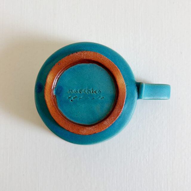 nacchico（ナッチーコ）リボン持ち手のコーヒーカップ（ターコイズ）