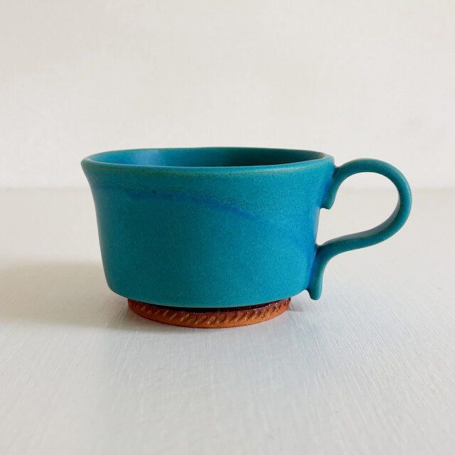 nacchico（ナッチーコ）リボン持ち手のコーヒーカップ（ターコイズ）