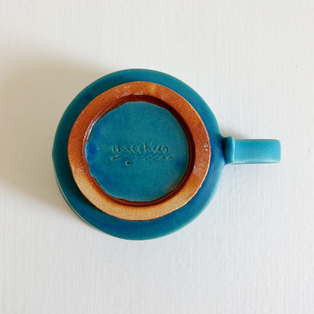 nacchico（ナッチーコ）リボン持ち手のコーヒーカップ（ターコイズ）