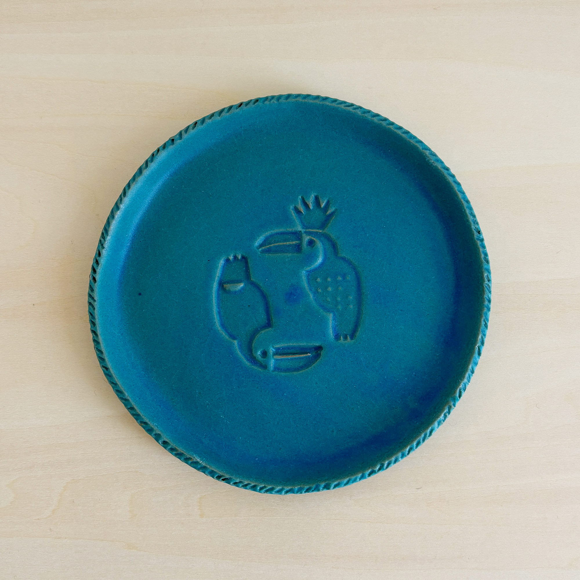 しましま飾り縁のモチーフプレート（ターコイズ）