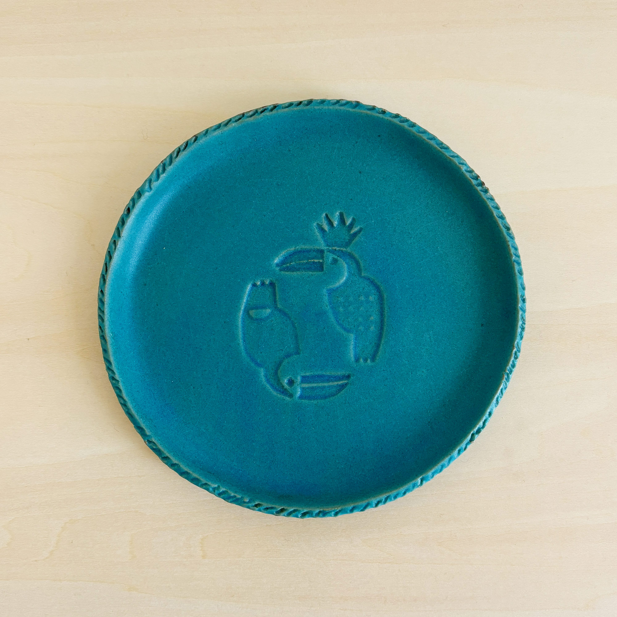 しましま飾り縁のモチーフプレート（ターコイズ）