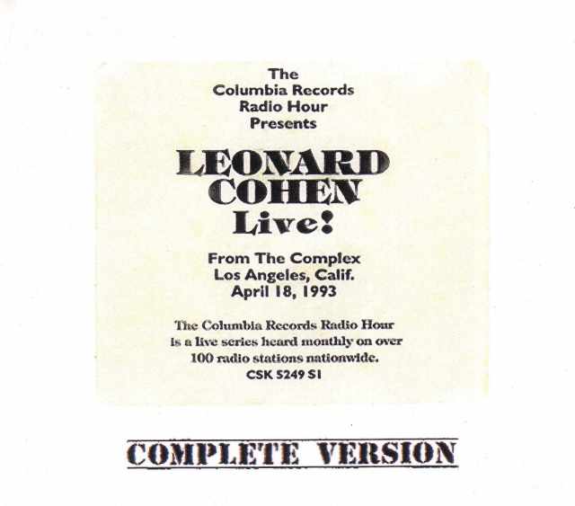 Leonard Cohen レナード・コーエン/California,USA 1993