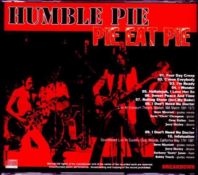 ハンブル・パイ　HUMBLE  PIE     スティーヴ・マリオット □ IN CONCERT ／ HUMBLE PIE : Light Mellow on the web