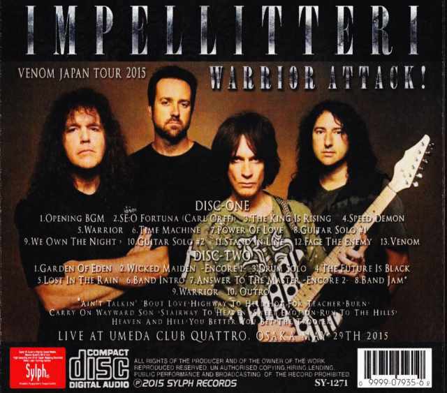 Impellitteriインペリテリ　アルバム国内盤11枚セット Impellitteri インペリテリ/Osaka,Japan 2015