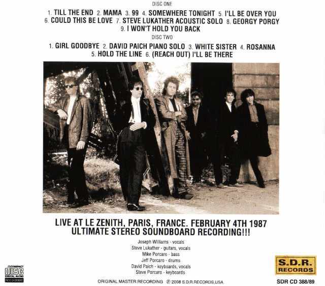 Toto /  トト / I'll Be There / Paris 1987 Toto – Paris 1987 – 2 x CD (Unofficial Release), 2020