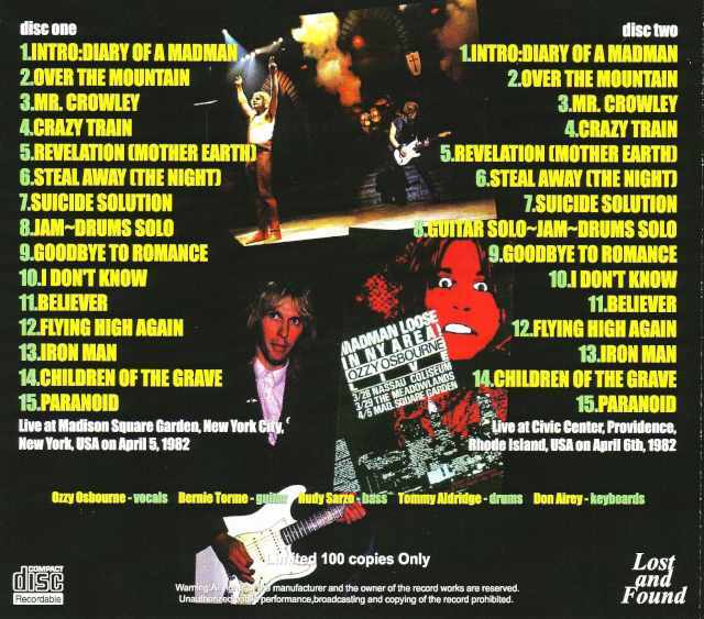 Ozzy Osbourne オジー・オズボーン/New York,USA 1982 Complete Edition